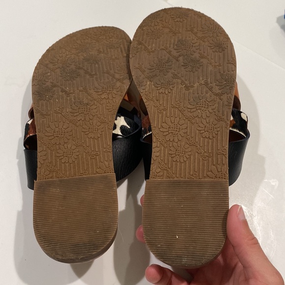 Yellow Box Cow Print Leather Sandals - Picture 4 of 5